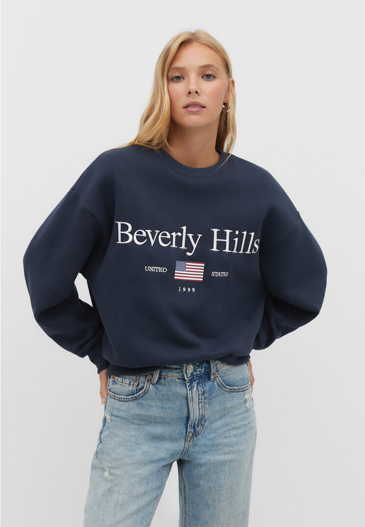 Stradivarius Bluza z flagą Morski S