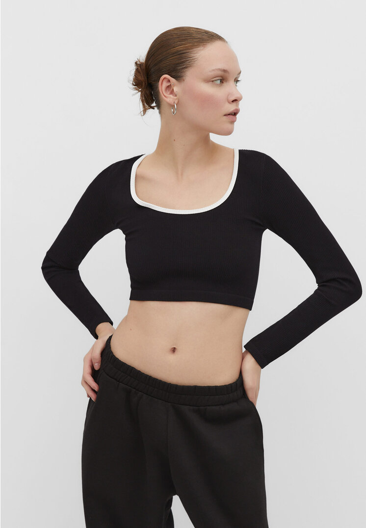 

Stradivarius Nahtloses Ballerina-Cropped-Top TRANSPARENT XS