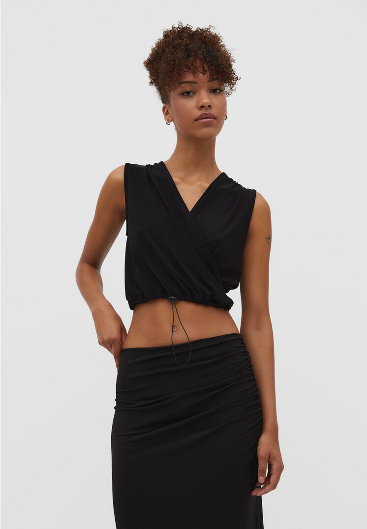 

Stradivarius Top z kapturem Czarny L