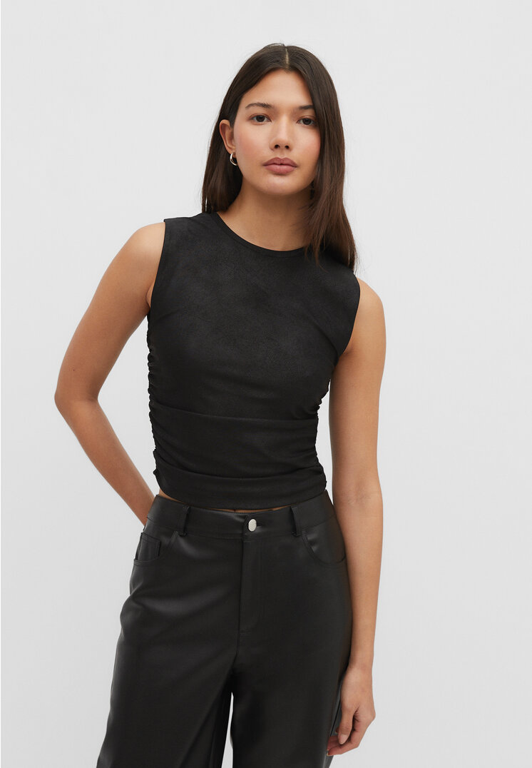 

Stradivarius Gewachstes, gekräuseltes Shirt Schwarz S