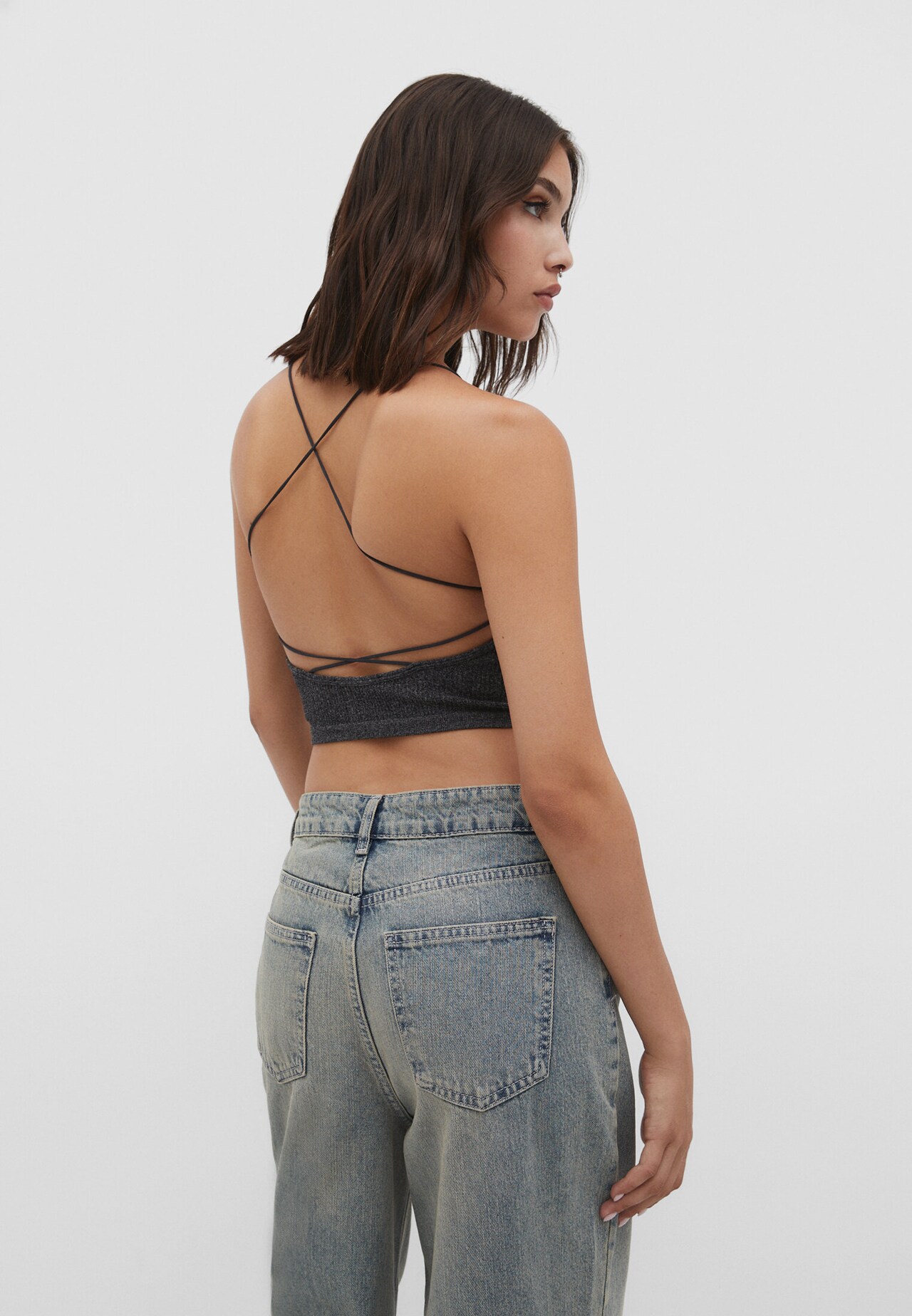 Stradivarius + Seamless top with embellished back