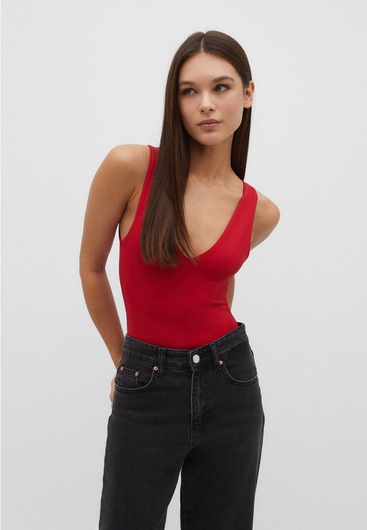 

Stradivarius Body mit V-Ausschnitt aus Polyamid Rot XS