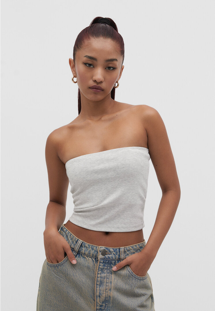 

Stradivarius Basic-Bandeau-Top Grau Melange L