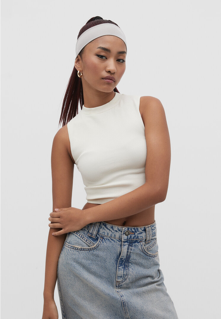Stradivarius Nahtloses Top Steingrau L