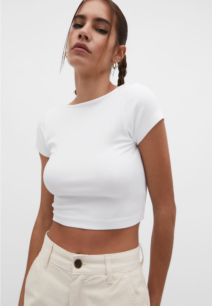 

Stradivarius Shirt mit Rückenausschnitt Weiß S