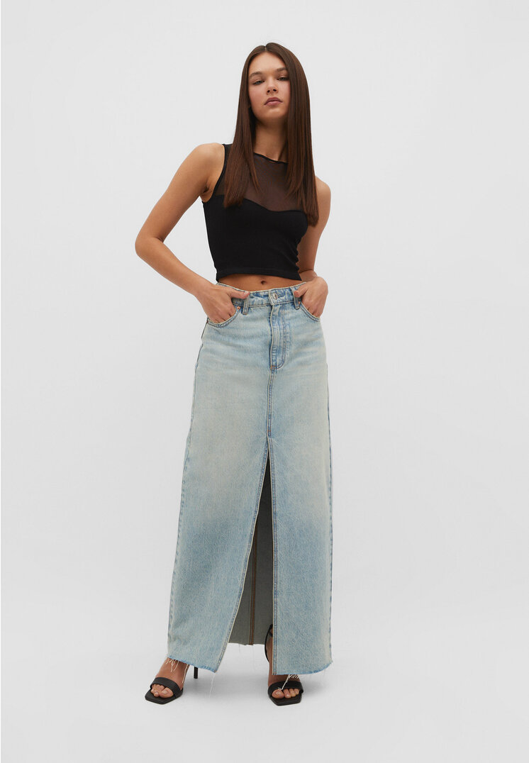 

Stradivarius Kombiniertes, nahtloses Top aus Tüll Schwarz XS
