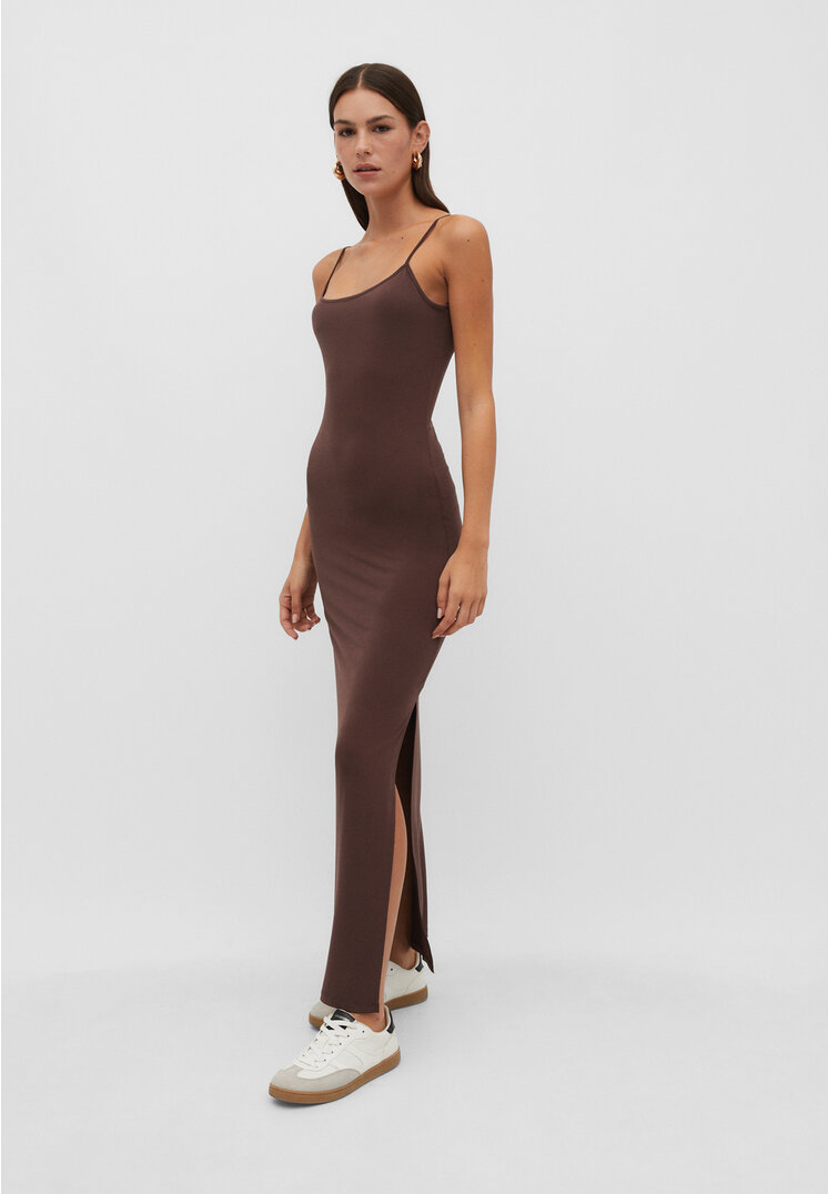 

Stradivarius Langes, körpernah geschnittenes Trägerkleid Braun M