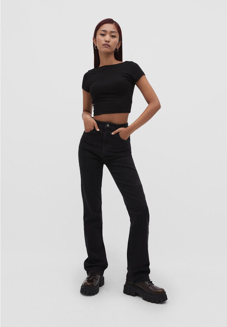 

Stradivarius Jeansy o prostym kroju comfort fit Czarny denim 40