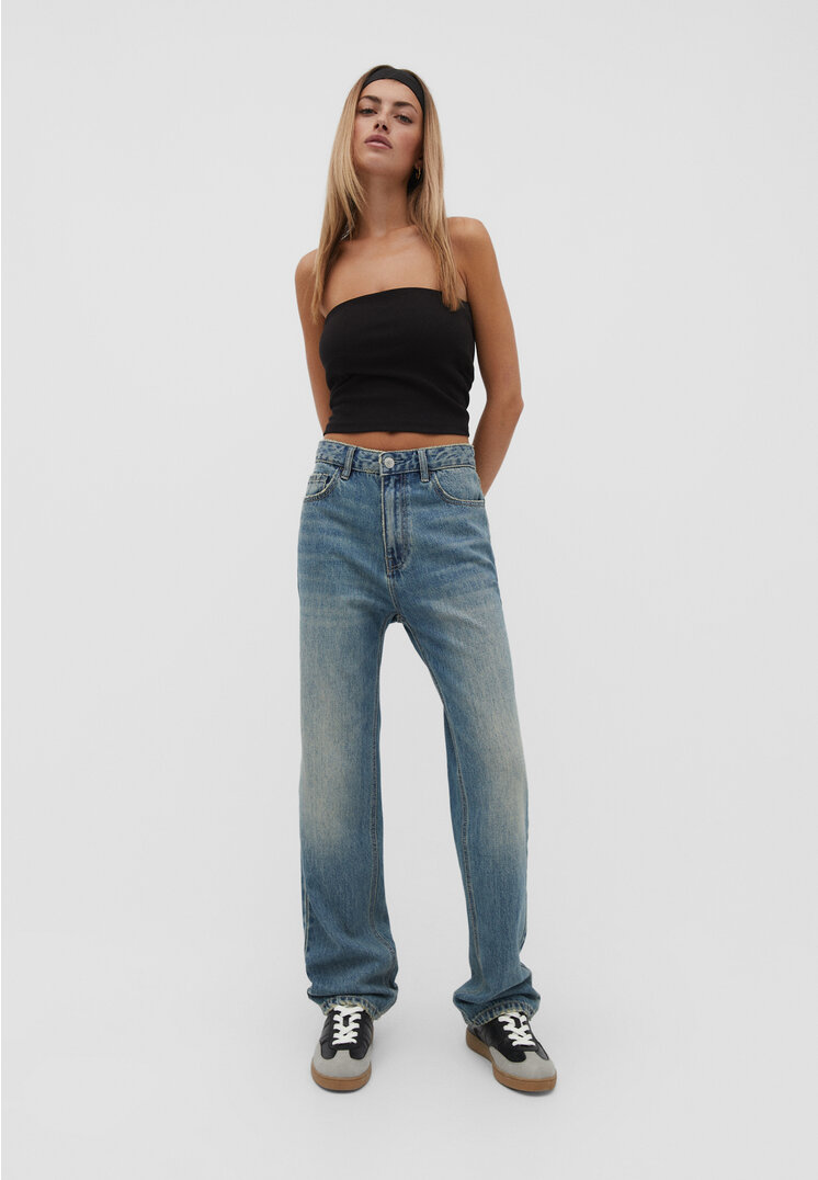 

Stradivarius Straight-Jeans Medium dark blue Denim 40