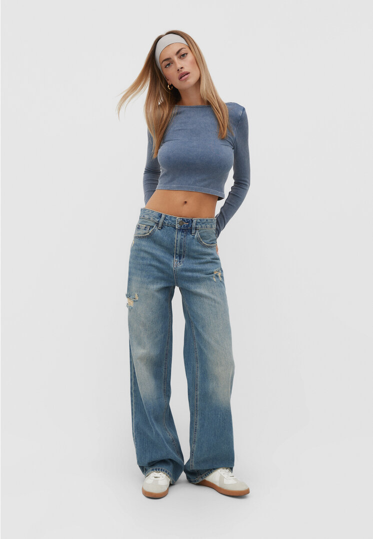 

Stradivarius Wide-Leg-Jeans Medium dark blue Denim 40