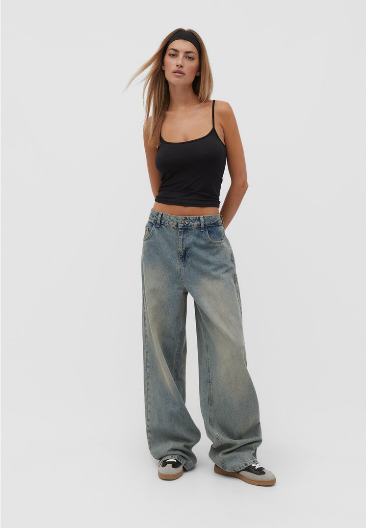 

Stradivarius Jeansy o kroju baggy CZARNY CIEMNY DENIMOWY 44