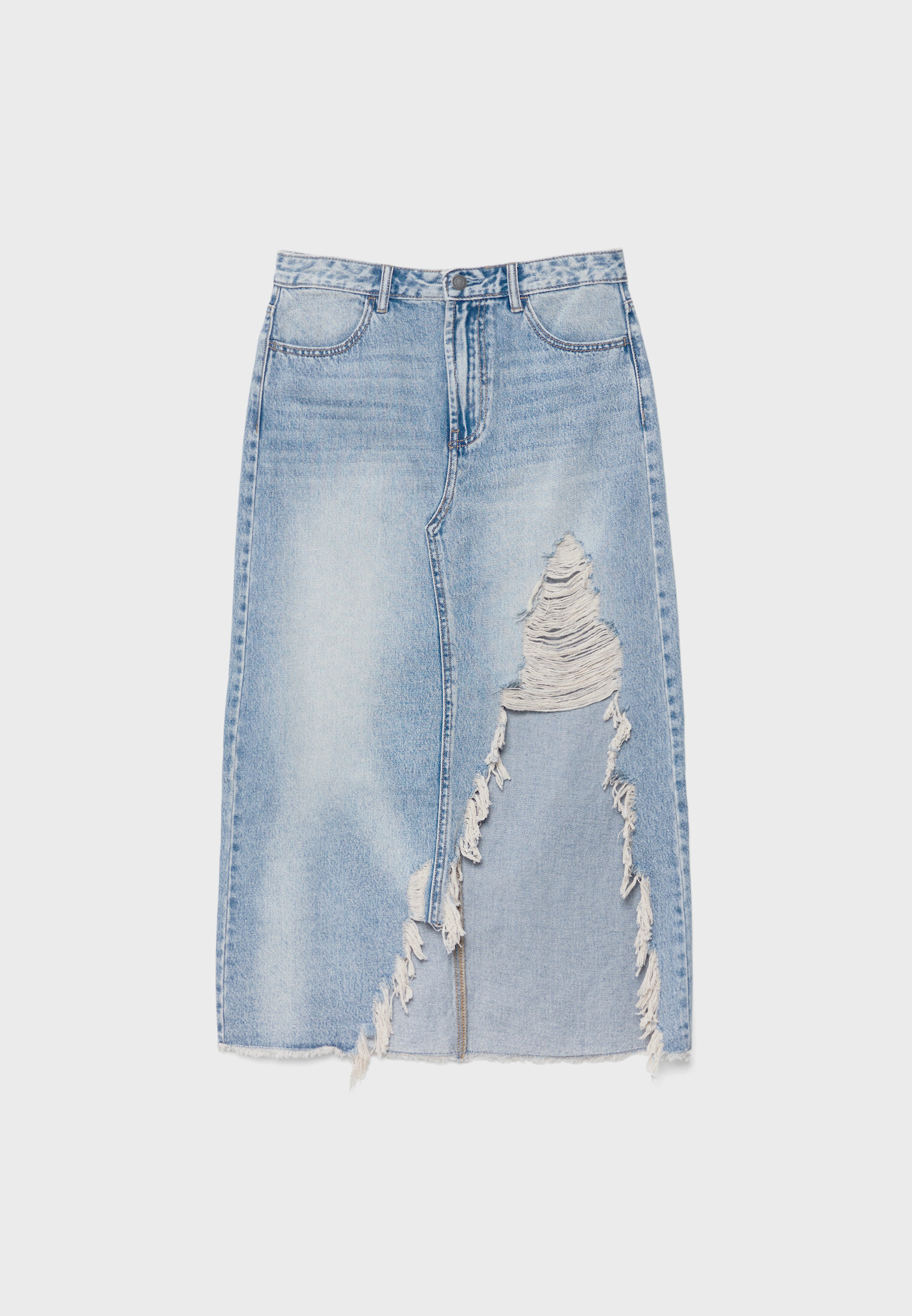 White ripped outlet jean skirt