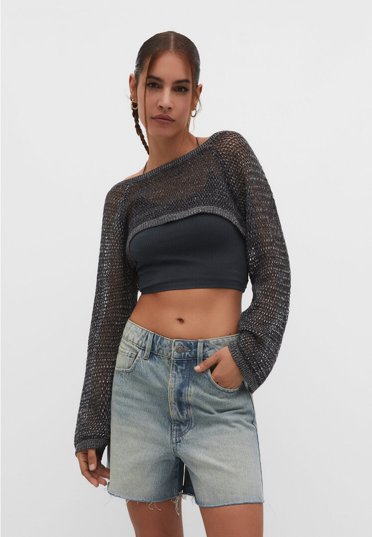 

Stradivarius Relaxed-Bermudashorts BLACK DENIM DARK 42