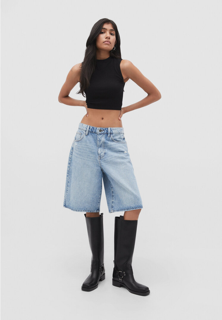 

Stradivarius Baggy-Bermudashorts Jeansblau 40