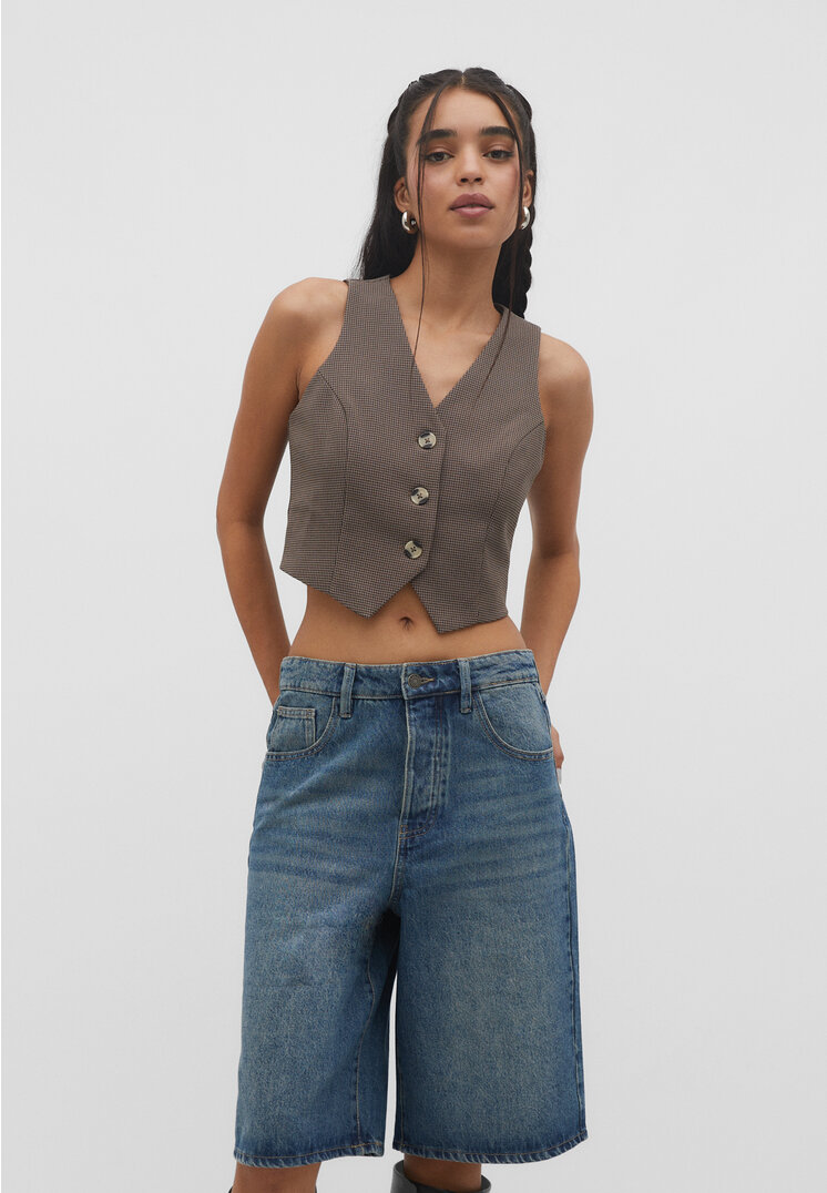 

Stradivarius Bermudy baggy Niebieski denim 40