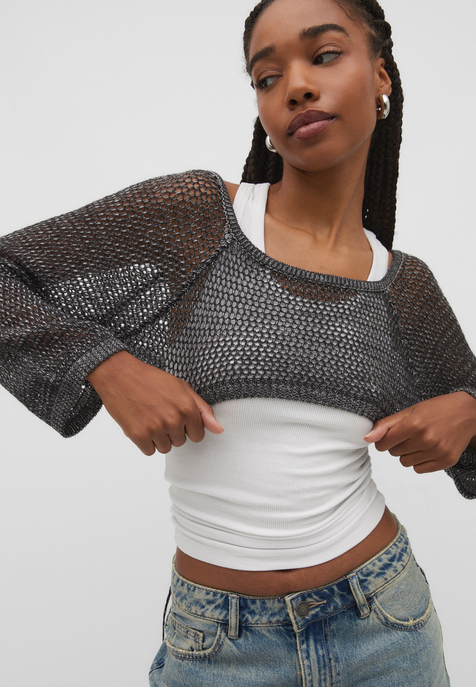 Openwork super crop sweater Women s fashion Stradivarius