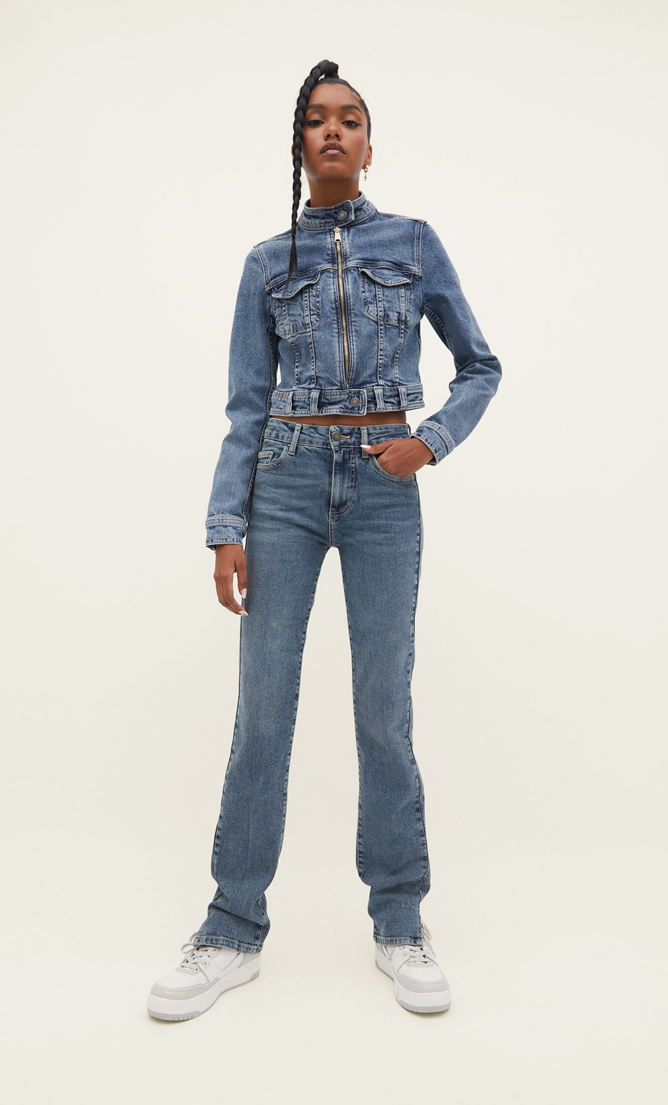 Veste en jean online femme stradivarius