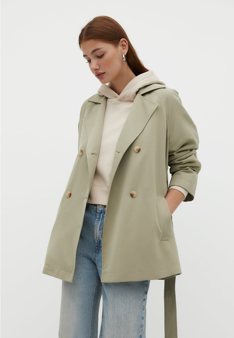 

Stradivarius Kurzer fließender Trenchcoat Khaki S