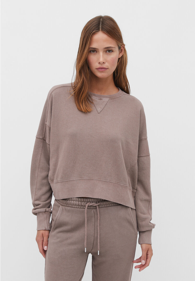 

Stradivarius Sweatshirt im Washed-Look mit Ziernähten Braun L