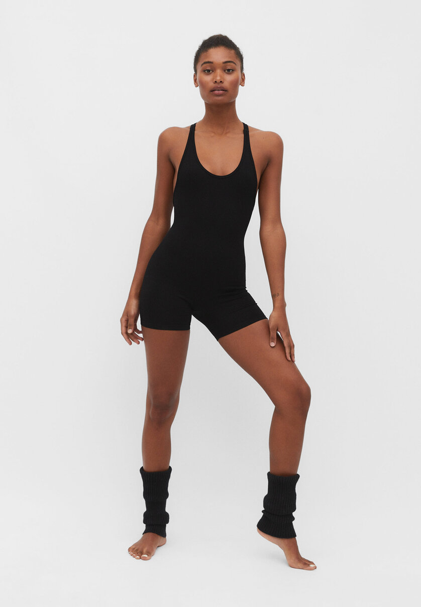 Seamless playsuit with back straps