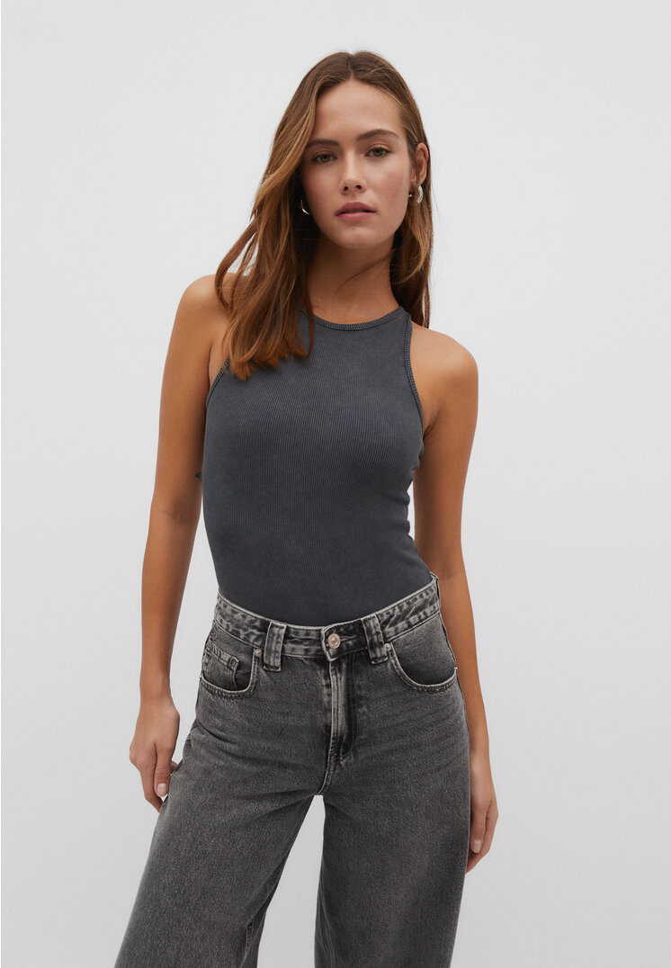 

Stradivarius Neckholder-Body im Washed-Look mit Bändern am Rücken Graumeliert XL