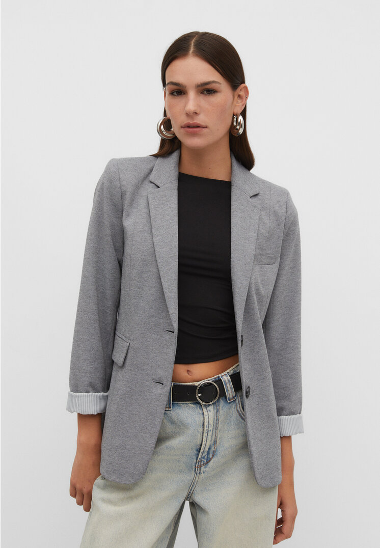 Stradivarius Strickblazer Grau Melange L