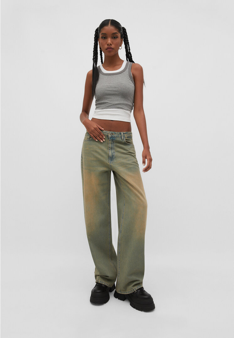 

Stradivarius Cropped-Shirt mit Racerback Graumeliert XL