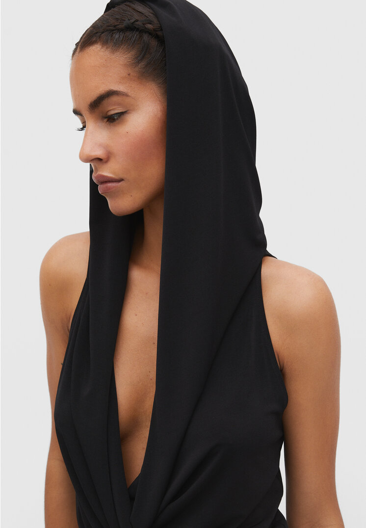 

Stradivarius Kopertowy top z kapturem Czarny M
