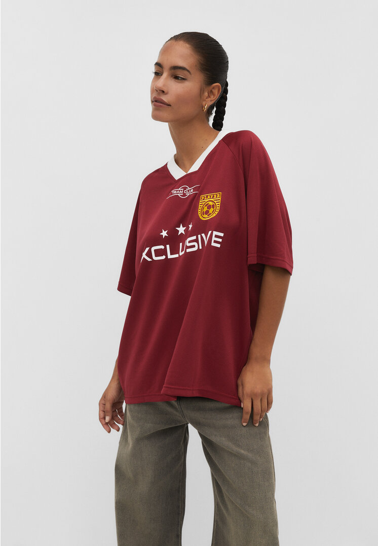 

Stradivarius Sportowa koszulka oversize Ciemnoczerwony L