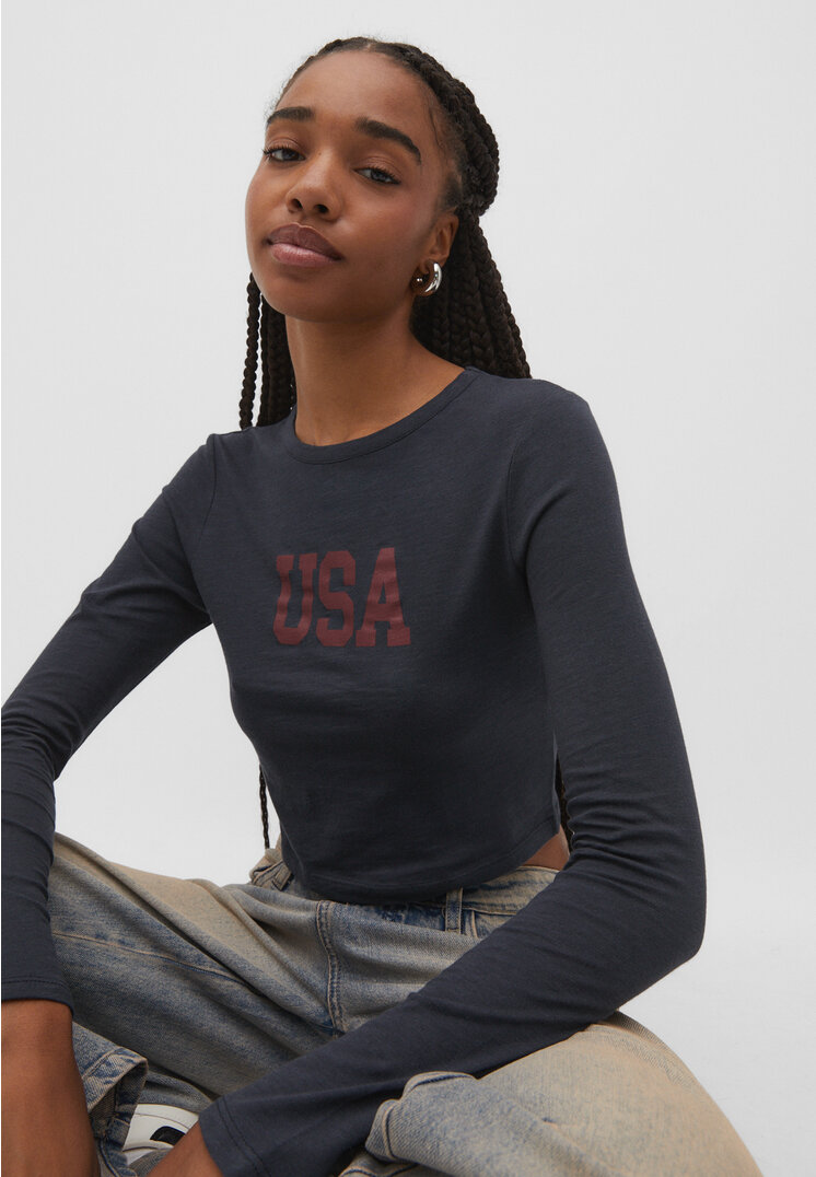 

Stradivarius Plaziertes T-Shirt Marineblau M