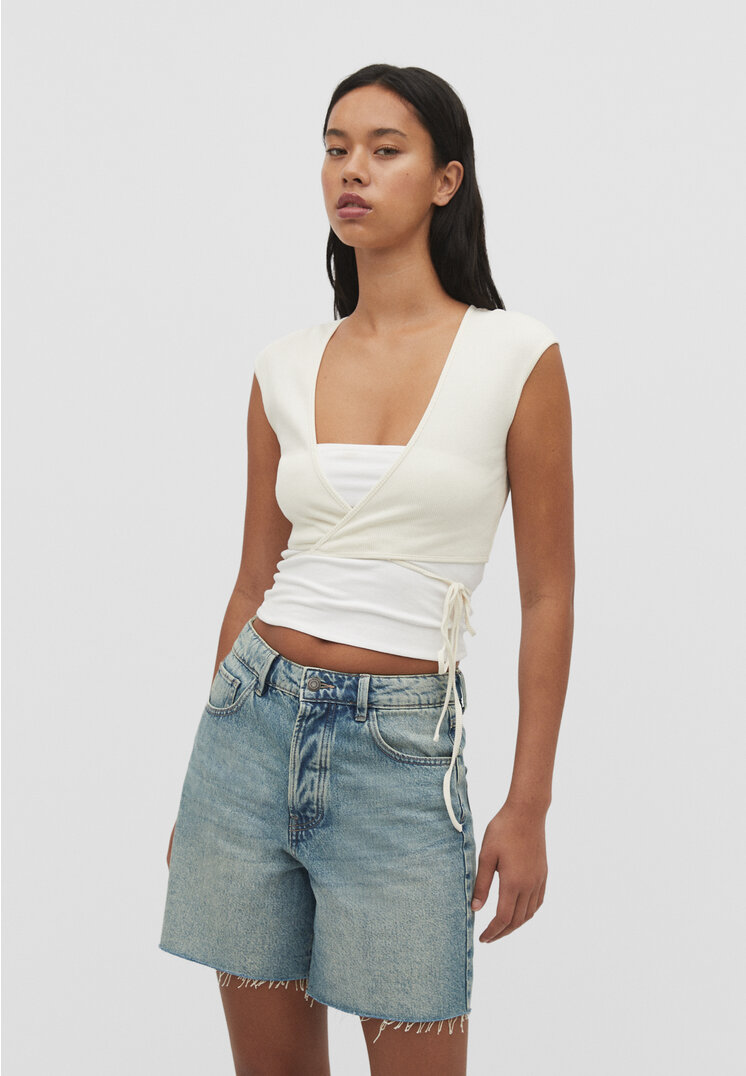 Stradivarius Ballerina-Shirt Beige S