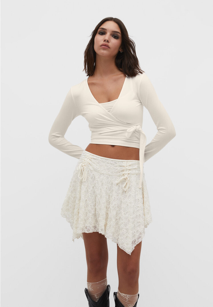 Stradivarius Ballerina-Shirt aus Polyamid Beige XS