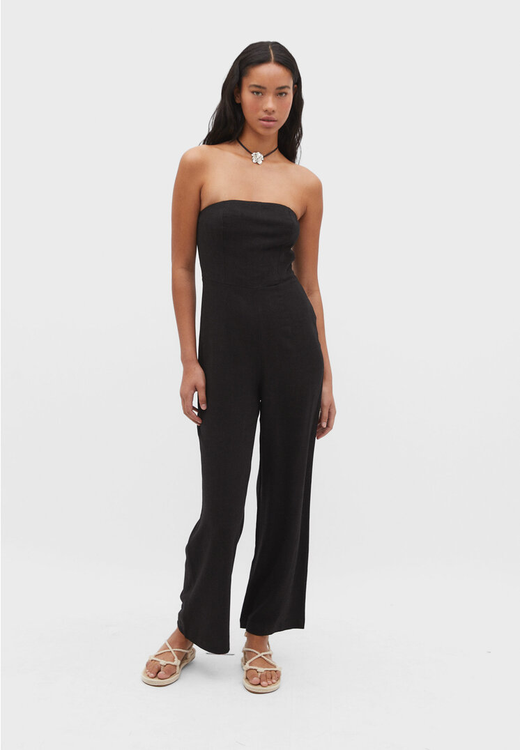 

Stradivarius Langer, rustikaler Jumpsuit Schwarz S