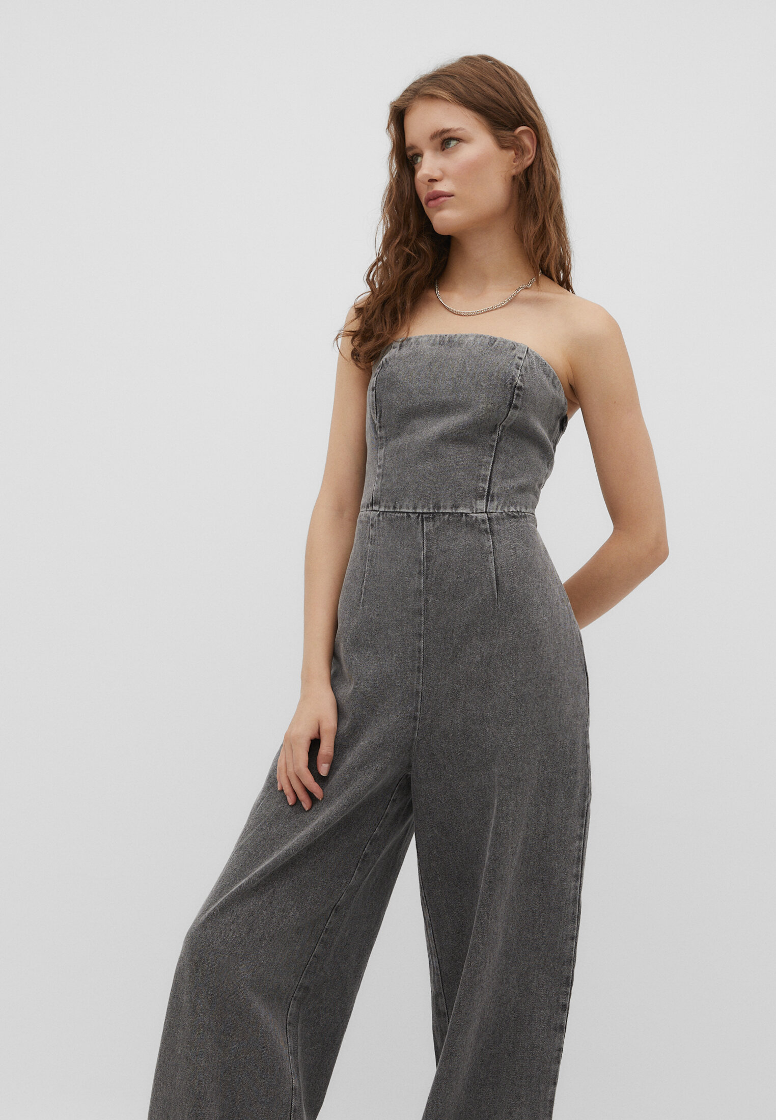 Denim bandeau jumpsuit - Women's fashion | Stradivarius