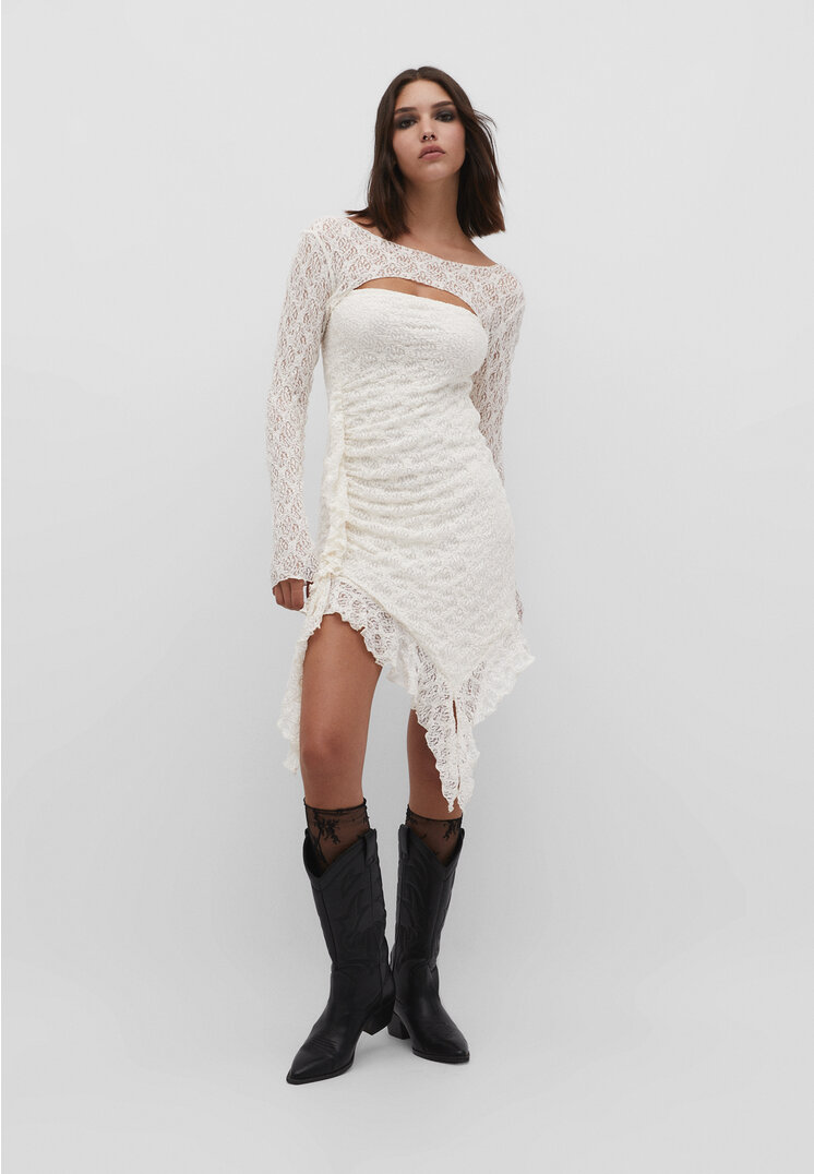 

Stradivarius Trägerloses Midikleid Ecru XS