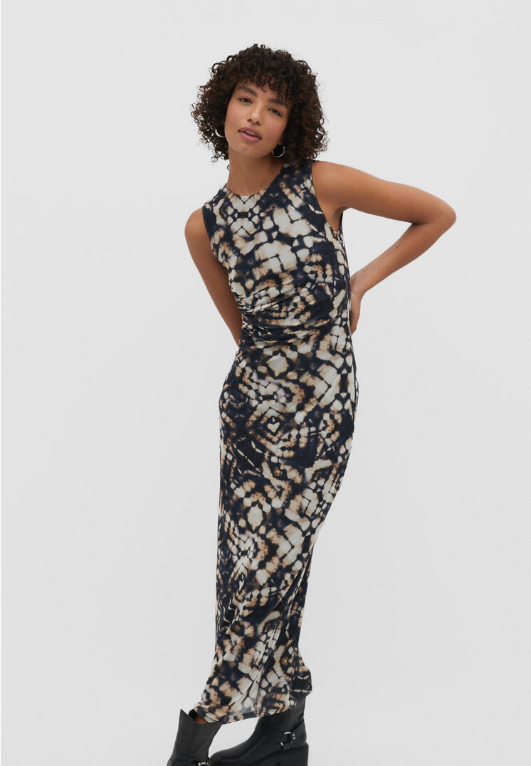 

Stradivarius Langes Tüllkleid mit Print Mittelgrau L