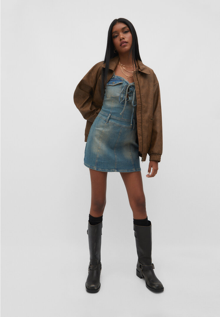 Denim dress outlet brown boots