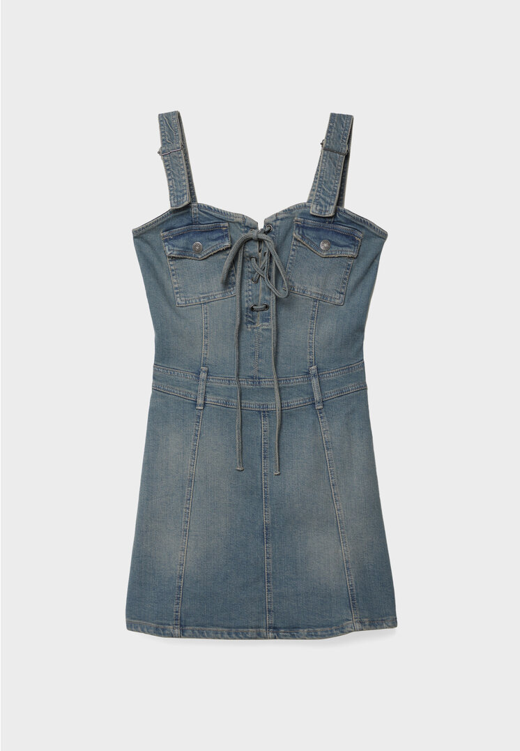 Short denim dress clearance h&m