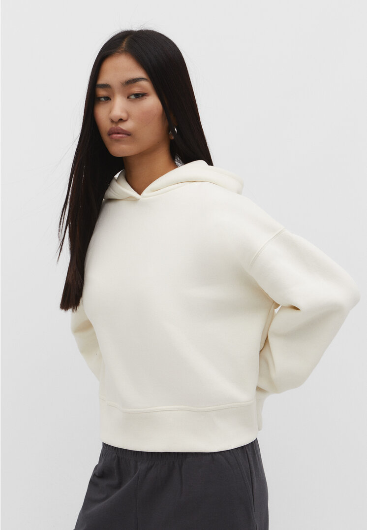 Stradivarius Bluza basic z kapturem Szary XS