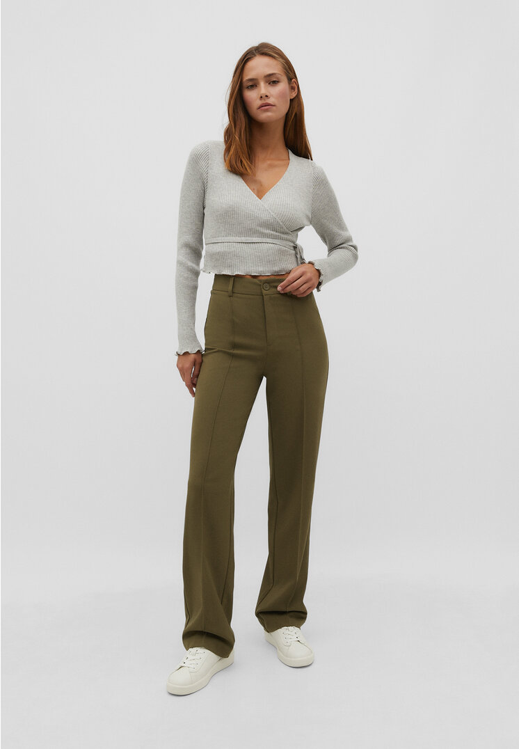 

Stradivarius Eleganckie spodnie z przeszyciem Khaki 32