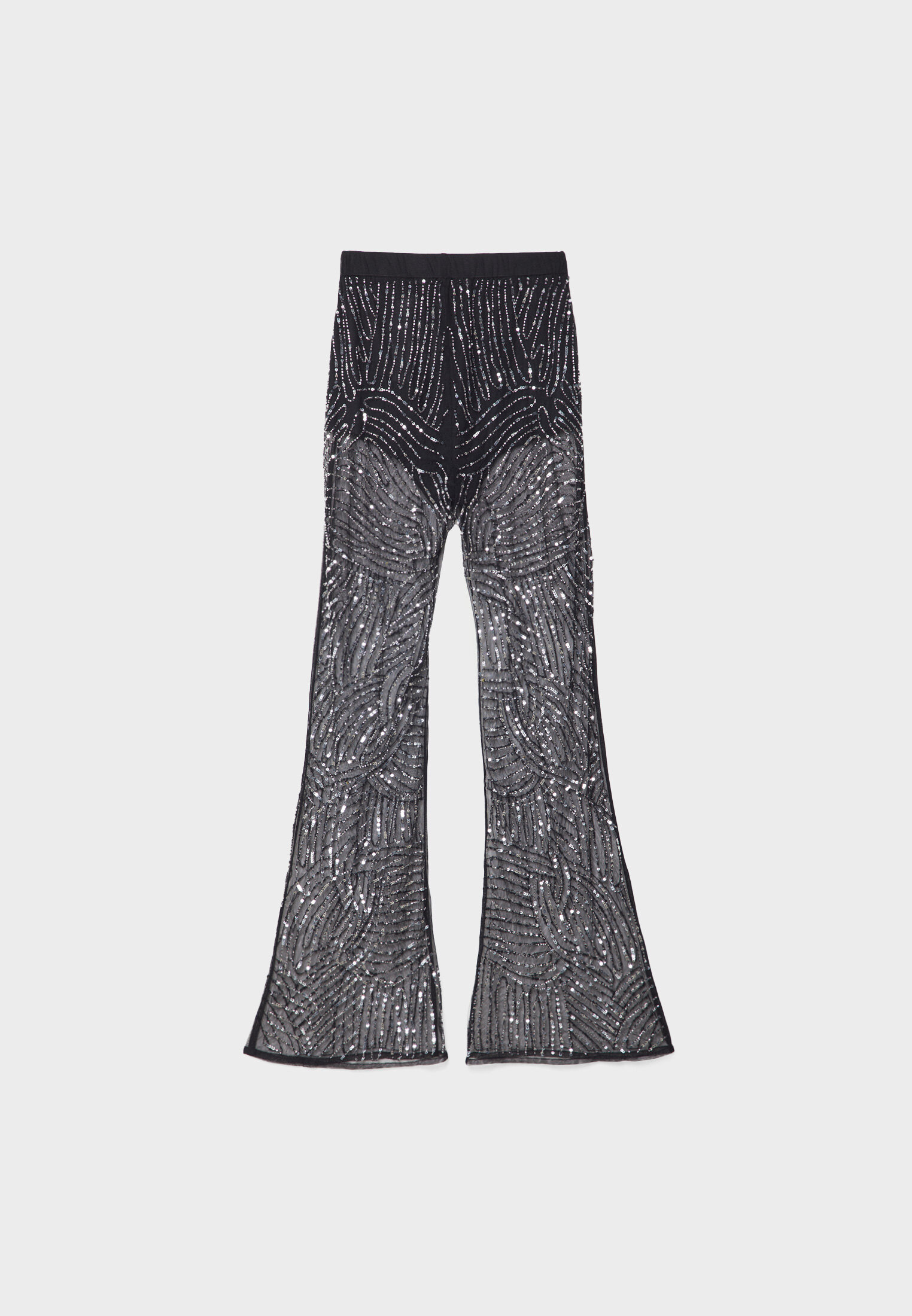 Embroidered tulle trousers