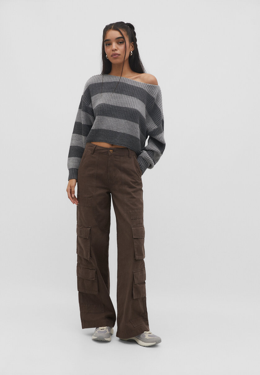 Pantaloni cargo straight Mod de dam Stradivarius Romania