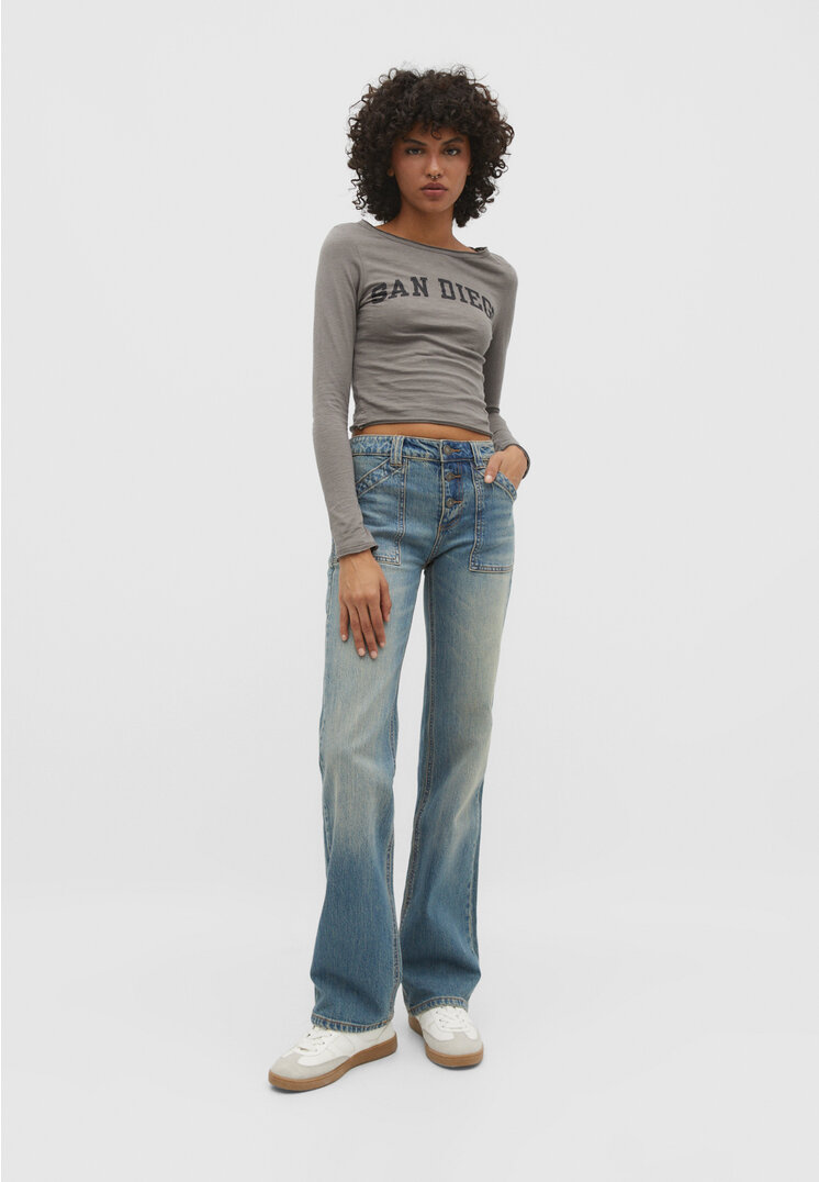 

Stradivarius Jeans mit aufgenähten Taschen Medium dark blue Denim 34