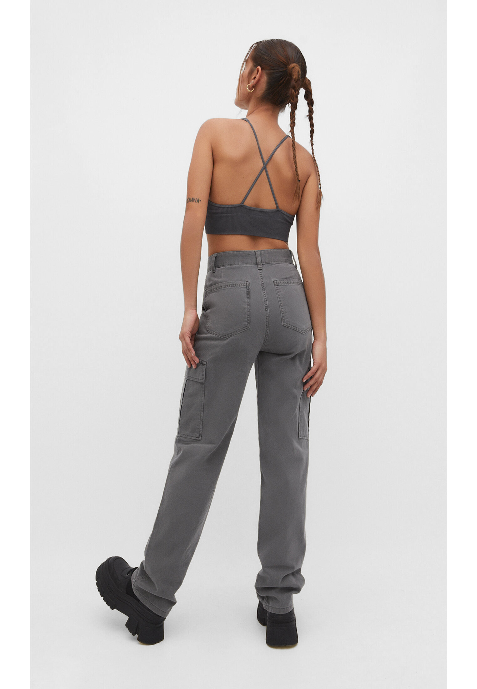 Womens grey sale cargo trousers