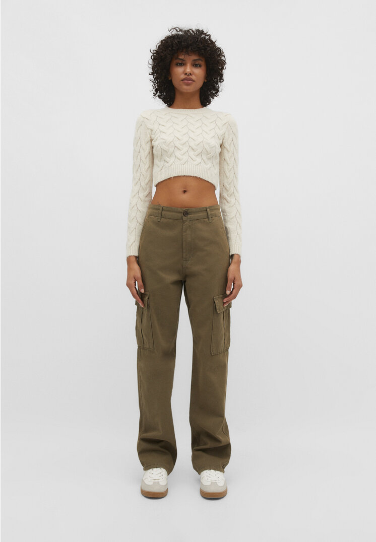 

Stradivarius Spodnie cargo o prostym kroju Khaki 36