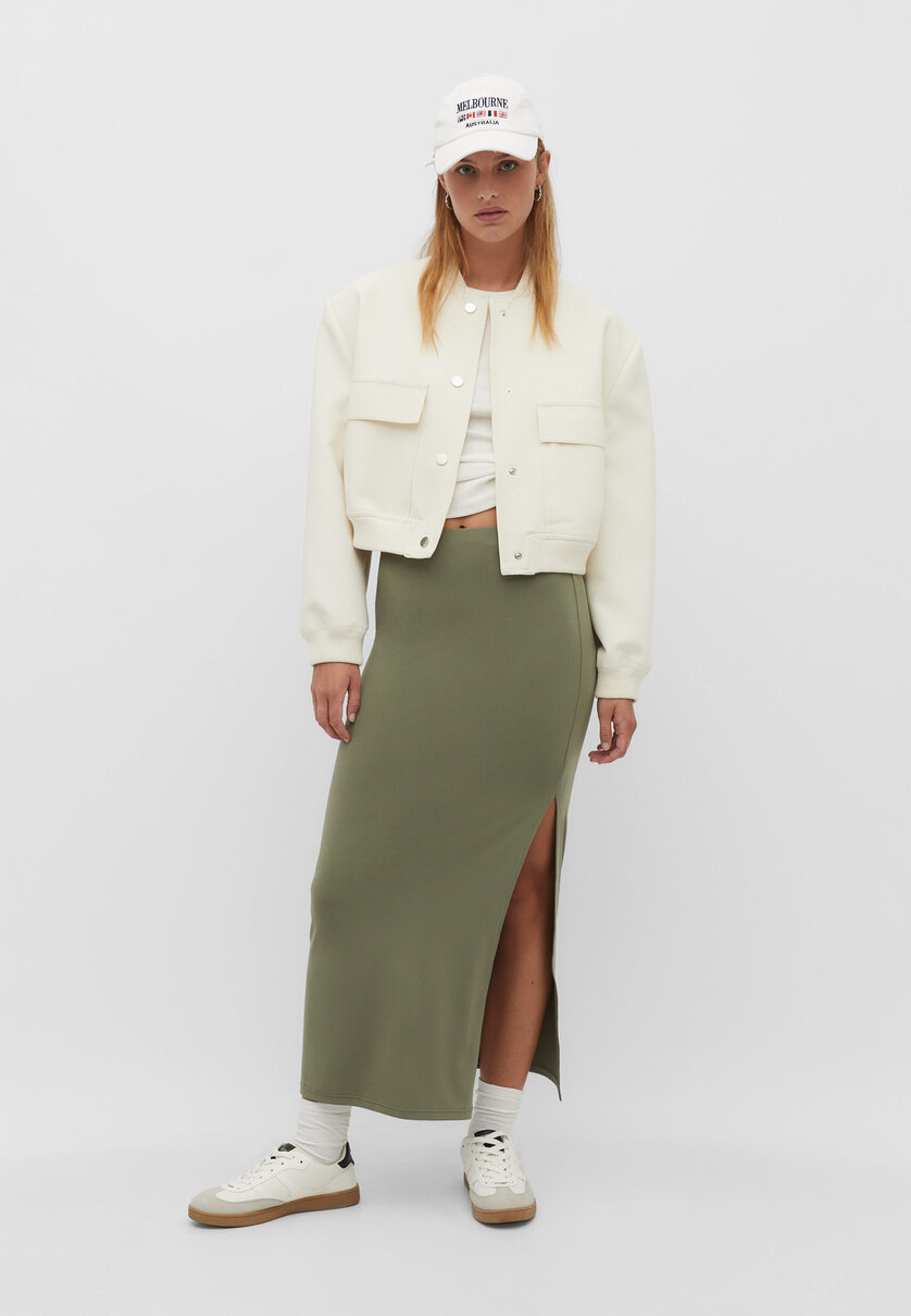 Long skirt with side slit