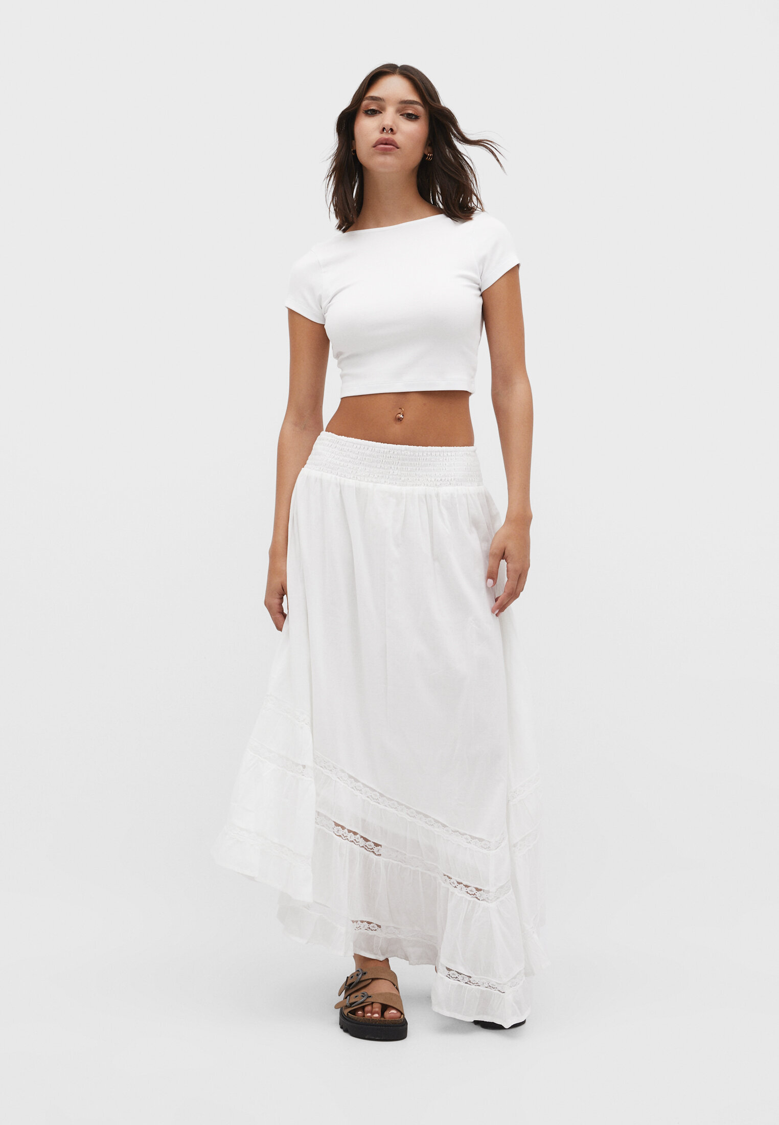 High end clearance white maxi skirt