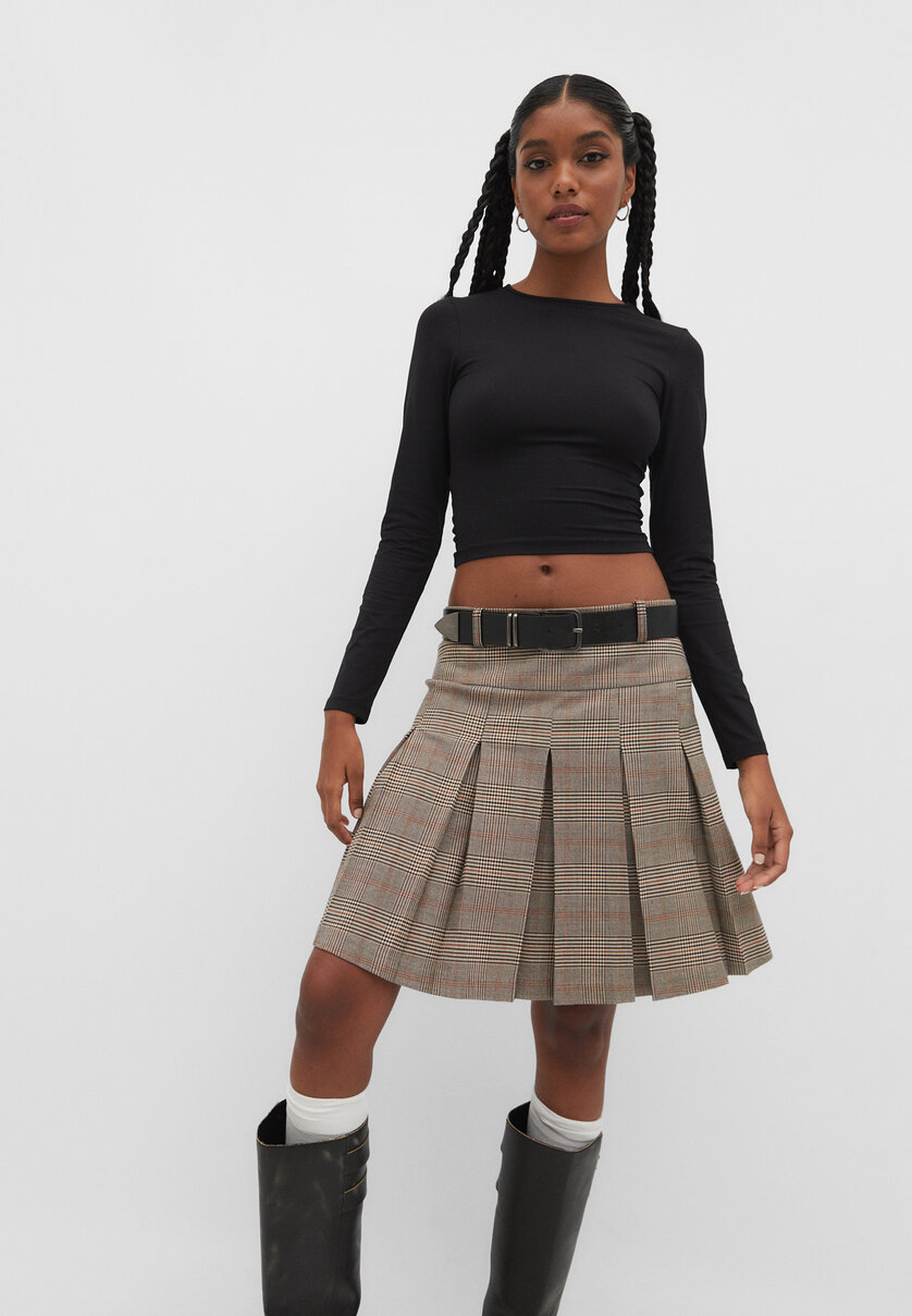Midi skirt with box pleats