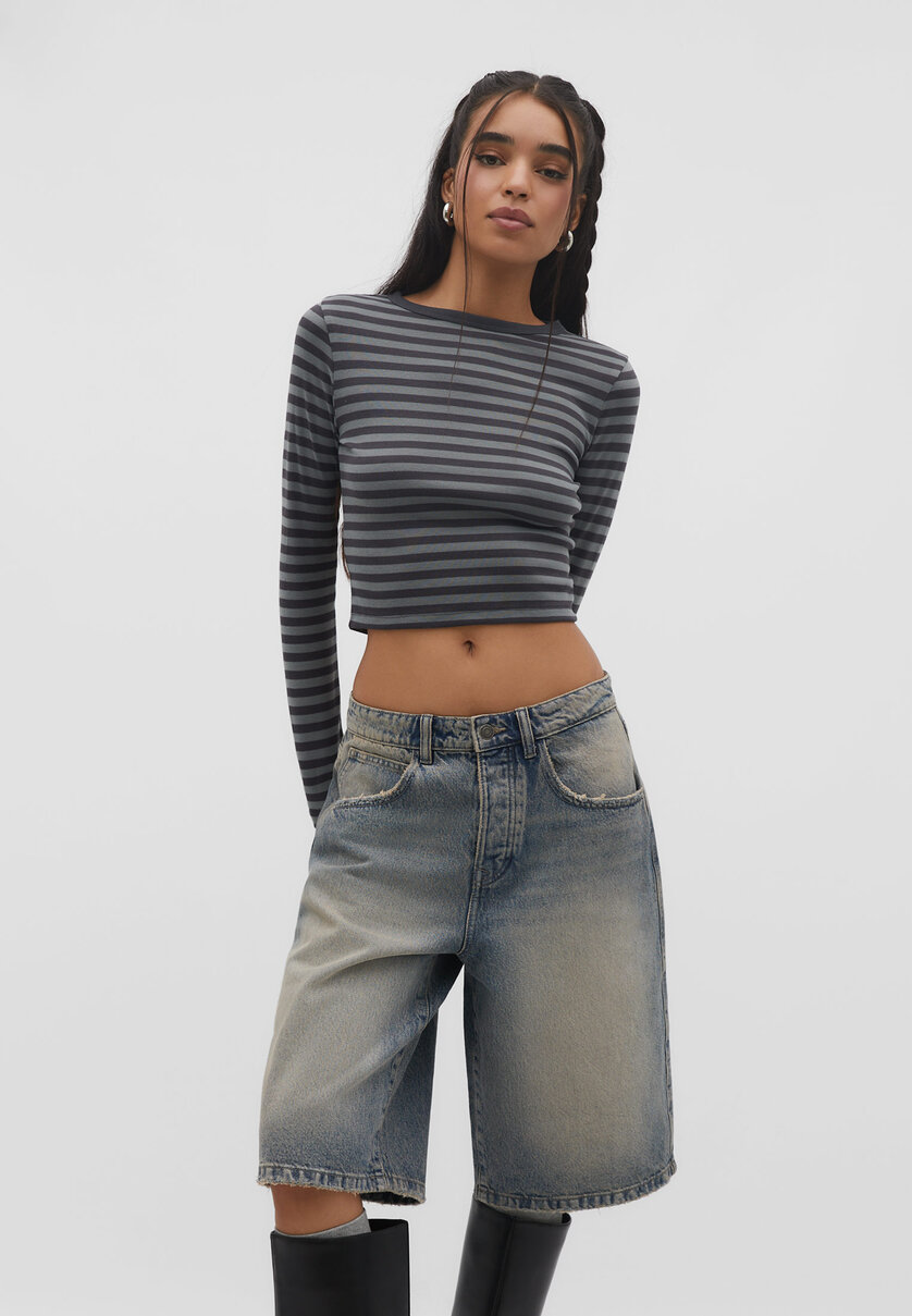 Oversize-Jeans-Bermudashorts