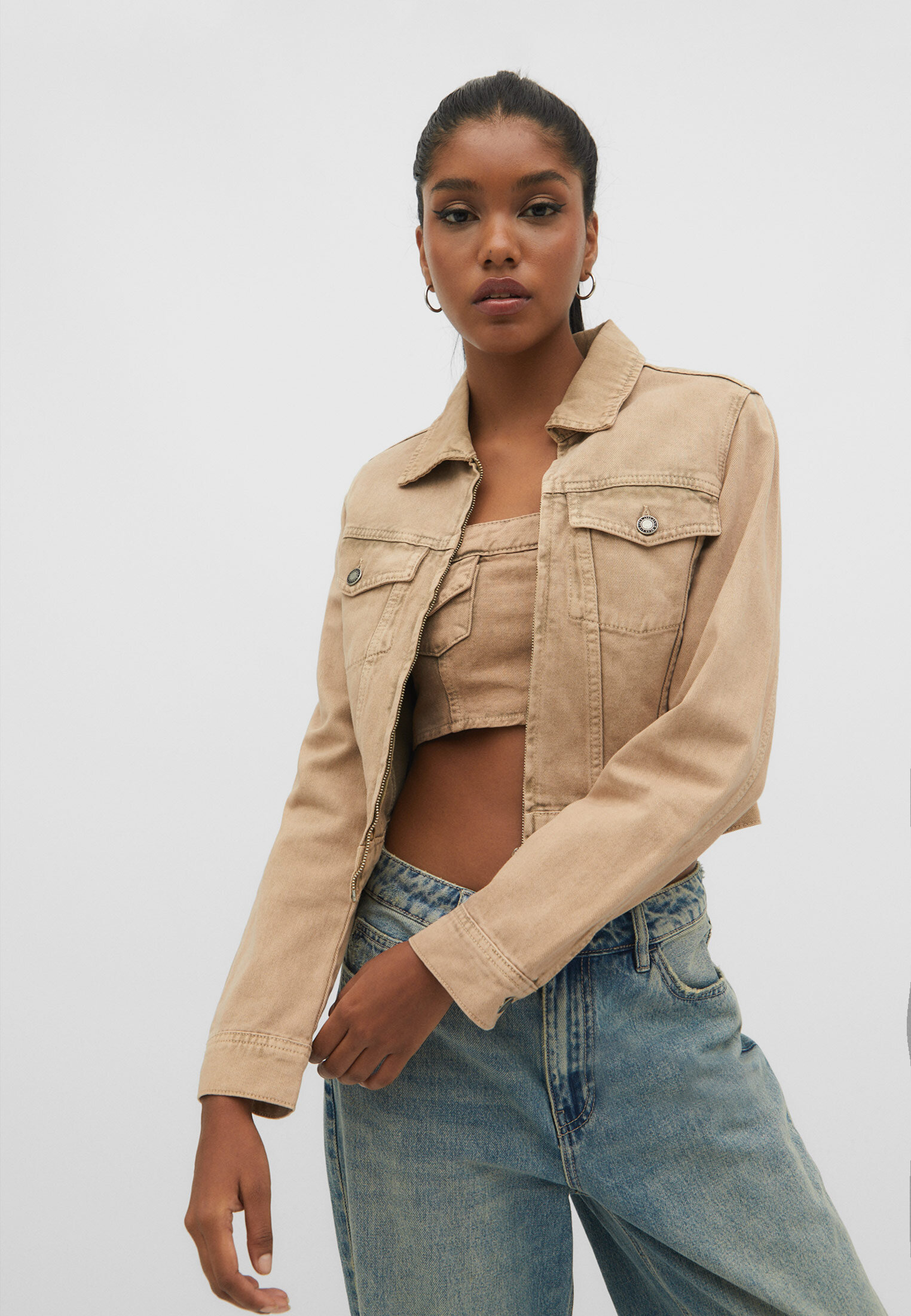 Faded denim jacket on sale womens